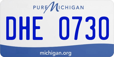 MI license plate DHE0730