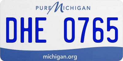MI license plate DHE0765