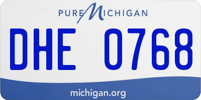 MI license plate DHE0768
