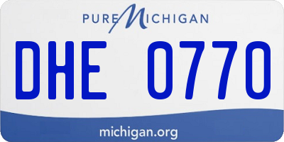 MI license plate DHE0770