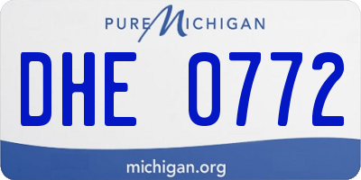 MI license plate DHE0772