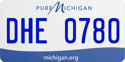 MI license plate DHE0780