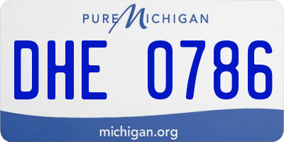 MI license plate DHE0786