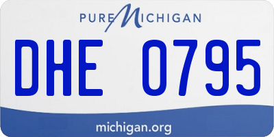 MI license plate DHE0795