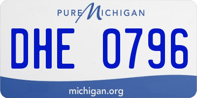 MI license plate DHE0796