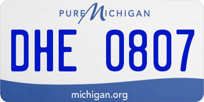 MI license plate DHE0807