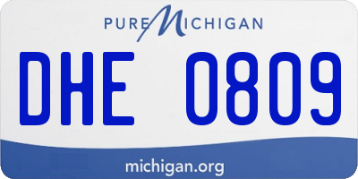MI license plate DHE0809