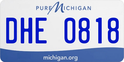 MI license plate DHE0818