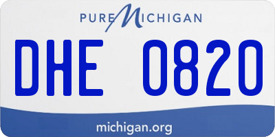 MI license plate DHE0820