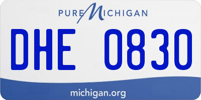MI license plate DHE0830