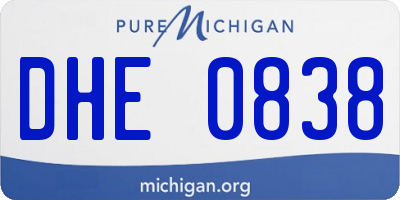 MI license plate DHE0838