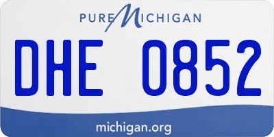 MI license plate DHE0852