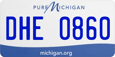 MI license plate DHE0860
