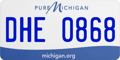 MI license plate DHE0868