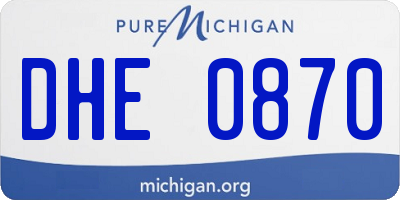 MI license plate DHE0870