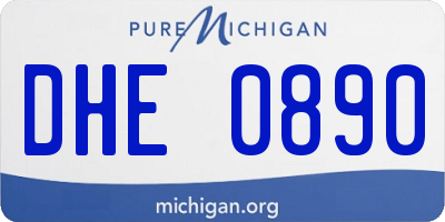 MI license plate DHE0890