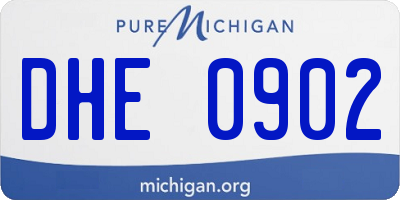 MI license plate DHE0902