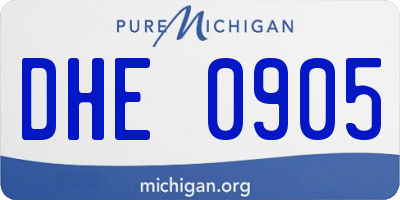 MI license plate DHE0905