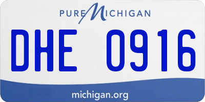 MI license plate DHE0916