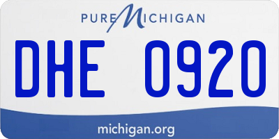 MI license plate DHE0920