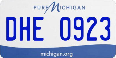MI license plate DHE0923