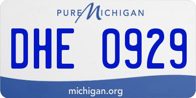 MI license plate DHE0929