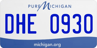 MI license plate DHE0930