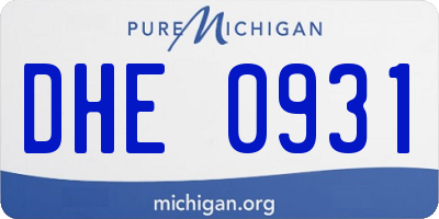 MI license plate DHE0931