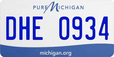 MI license plate DHE0934