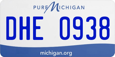 MI license plate DHE0938