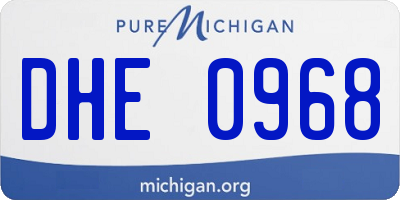 MI license plate DHE0968