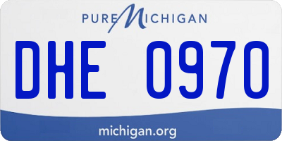 MI license plate DHE0970