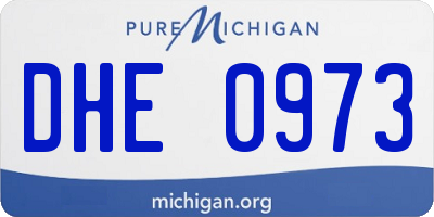 MI license plate DHE0973