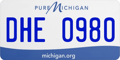 MI license plate DHE0980