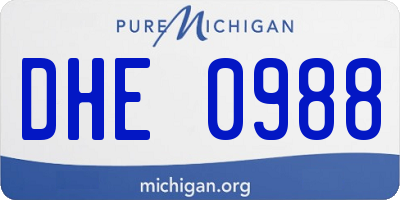 MI license plate DHE0988