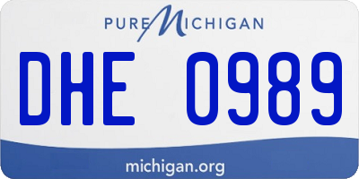 MI license plate DHE0989
