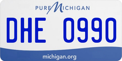 MI license plate DHE0990