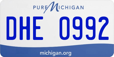 MI license plate DHE0992