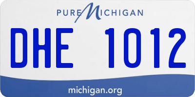 MI license plate DHE1012