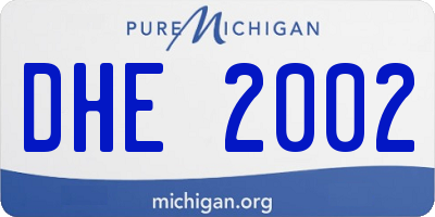 MI license plate DHE2002