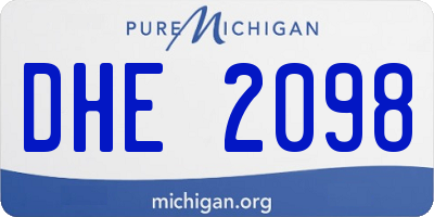 MI license plate DHE2098