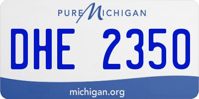MI license plate DHE2350
