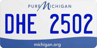 MI license plate DHE2502