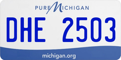 MI license plate DHE2503