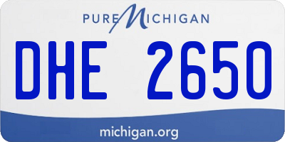 MI license plate DHE2650