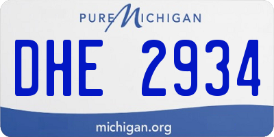 MI license plate DHE2934