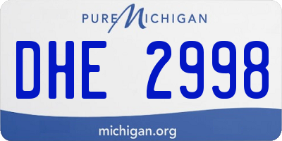 MI license plate DHE2998