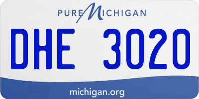 MI license plate DHE3020