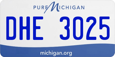 MI license plate DHE3025