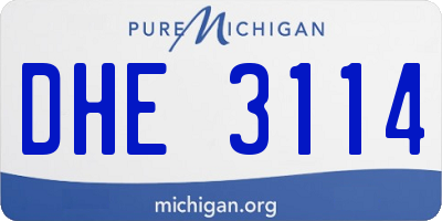 MI license plate DHE3114